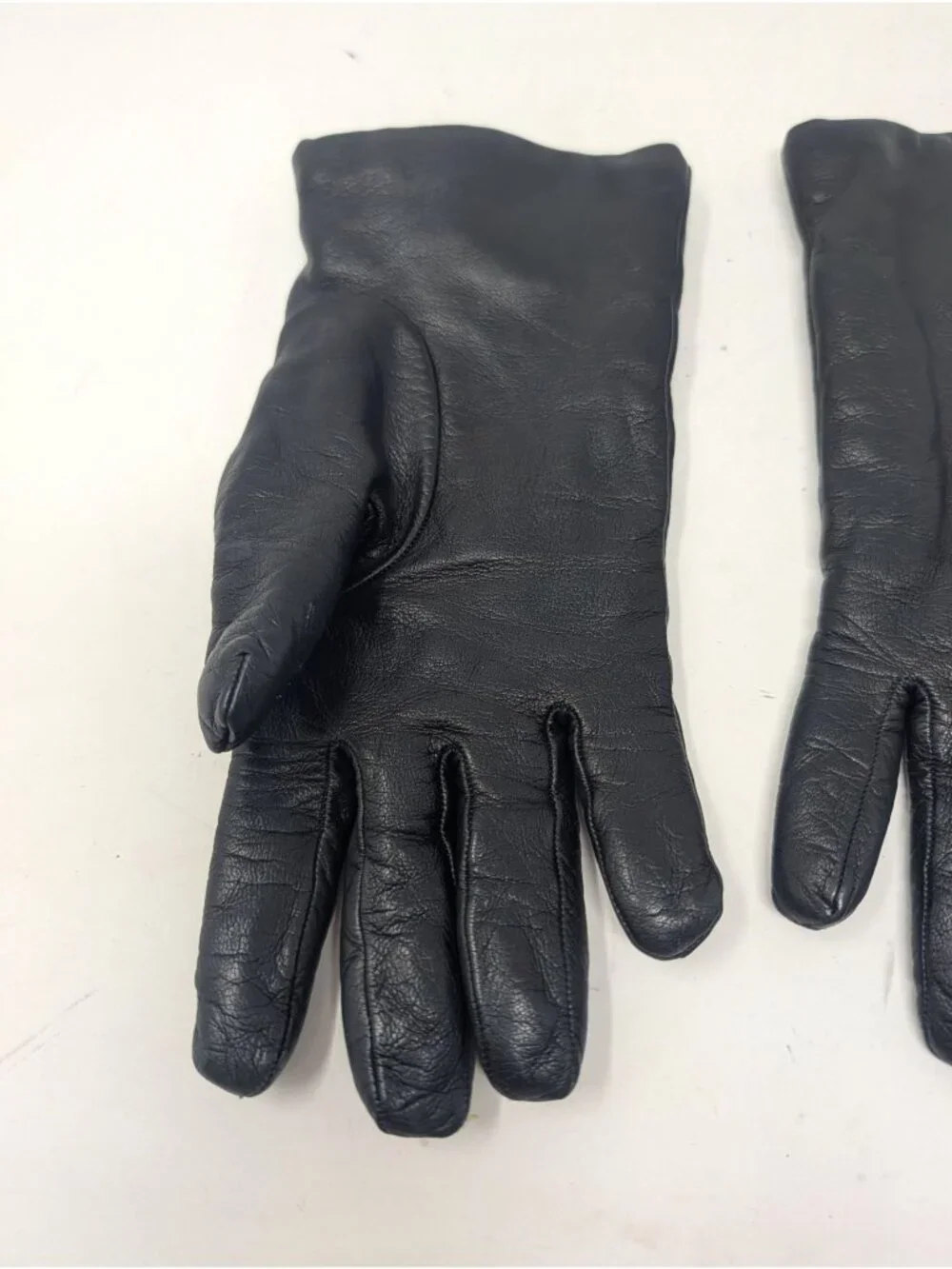 Vintage Y2K Moschino Black Leather Gloves Medium Italy Lambswool